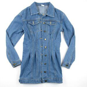 Corset Denim Dress Medium Wash Jean Women's Size S Long Sleeve No Stretch